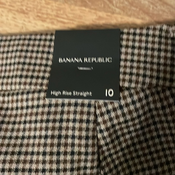 NWT/Banana Republic/Houndstooth straight leg high rise pants/10/brown black/NWT - Picture 8 of 9